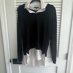 Black Sweater with attached collared shirt